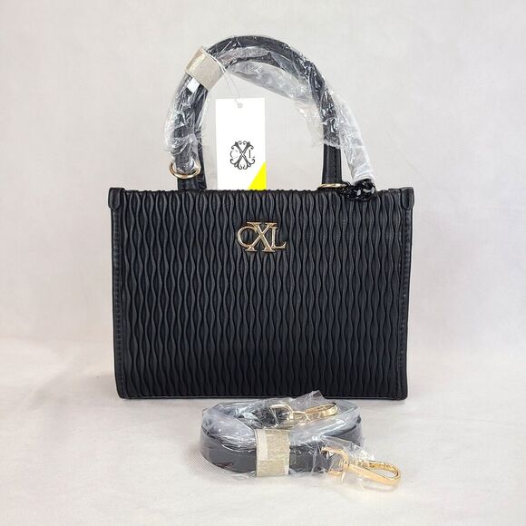 New CXL by CHRISTIAN LACROIX "Normandy" Black Ruching Satchel Purse $138 - Picture 1 of 10